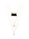 Achilleas Accessories Dreifach Vergoldete Schwarze Halskette