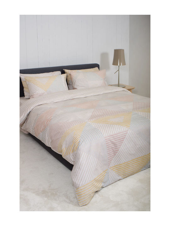 Viokarpet Bettbezug-Set Baumwolle Übergröße mit 2 Kissenbezügen 225x245 Home Nordic 853 Beige