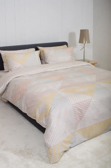 Viokarpet Duvet Cover Set Cotton Queen with 2 Pillowcases 225x245 Home Nordic 853 Beige