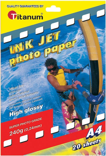 Titanum Photo Paper Highgloss A4 (21x30) 240gr/m² for Printers Inkjet 20 Sheets