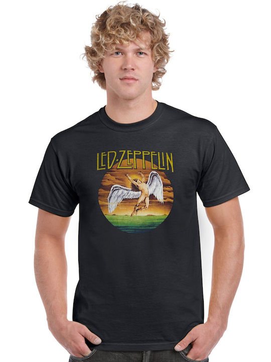 Pegasus Lux In Tenebris Led Zeppelin T-shirt Μαύρο Βαμβακερό