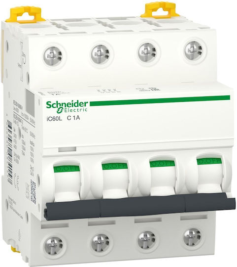 Schneider Electric Αυτόματη Ασφάλεια 1A Τετραπολική AC A9F94401