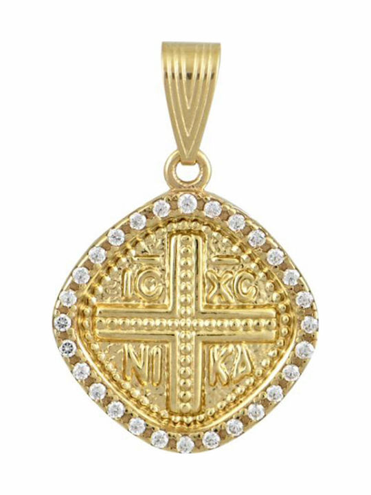 Mertzios.gr Charm Talisman Konstantin mit Steinen aus 14K Gold mit Zirkon