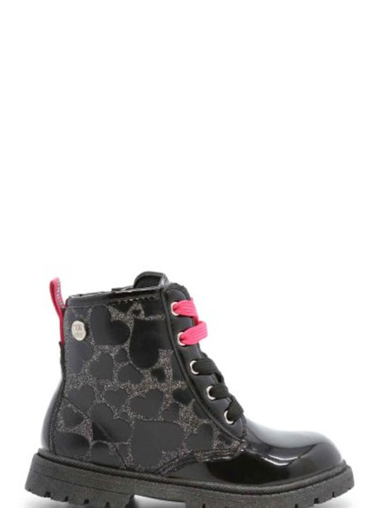 Shone Kids PU Leather Boots Black