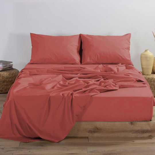 Nef-Nef Homeware Sheet for Single Bed 170x270cm. Basic Coral