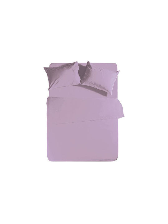 Nef-Nef Σεντόνι Υπέρδιπλο με Λάστιχο 160x200+30εκ. Basic Lavender