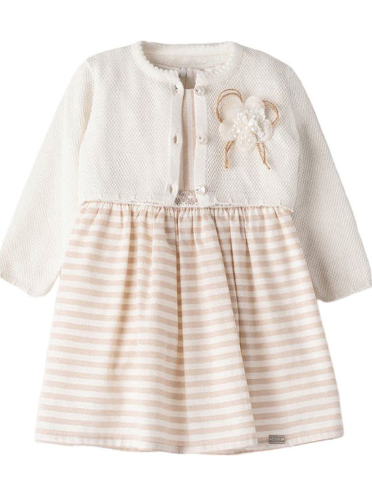 Girls Dress Short Sleeve Tulle Floral Ecru