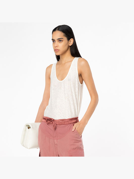 Pinko Women's Summer Blouse Linen Sleeveless White
