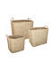 Atmosphera Set of Decorative Baskets Straw with Handles Beige 3pcs