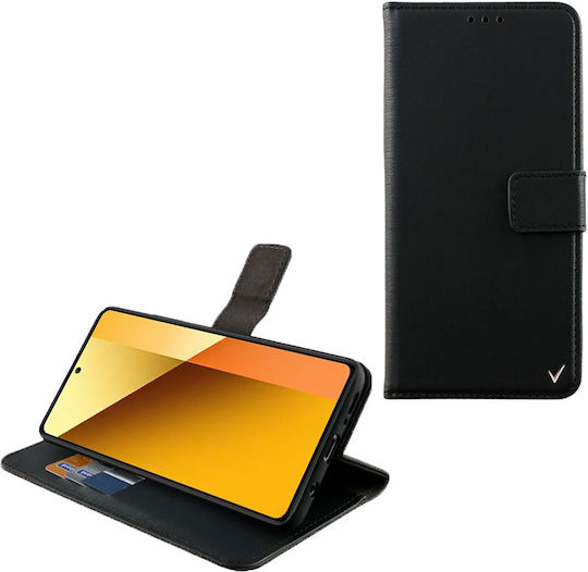 Volte-Tel Buchen Sie Synthetisches Leder / Silikon Schwarz (Redmi Note 13 5G -> Redmi Note 13 5G)