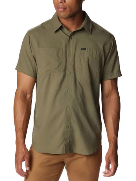 Columbia Ridge Utility Lite Men's Shirt Short Sleeve Polka Dot Stone Green