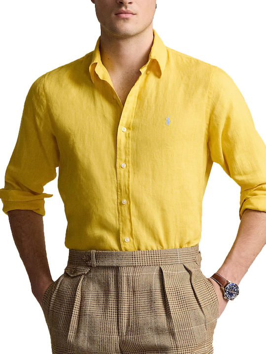 Long-sleeved Linen Shirt Yellow Heliotrope