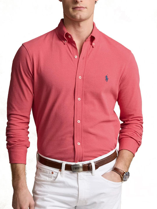 Ralph Lauren Men's Shirt Long Sleeve Cotton Pale Red