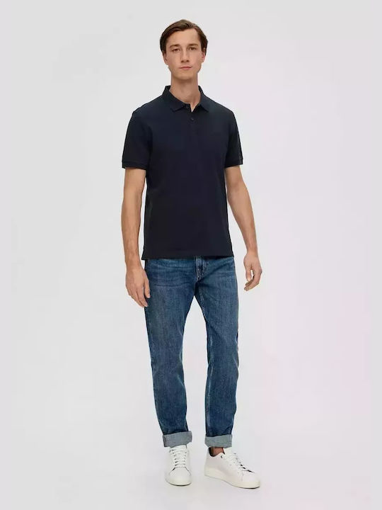 S.Oliver Men's Short Sleeve Blouse Polo Blue