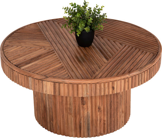 Runde Zentral Kaffeetisch Ranne aus Massivholz Natürliche M80xL80xH38cm