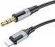 Borofone BL19 Редовна 3.5mm към Lightning кабел Черен 1м