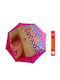 Barbie Kids Curved Handle Auto-Open Umbrella with Gift Candle with Diameter 85cm Fuchsia