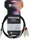 Hilec 3.5mm Jack Cable 3.5mm Male - 2x RCA Male Black 1.5m CLPROmJs2RCA/1.5