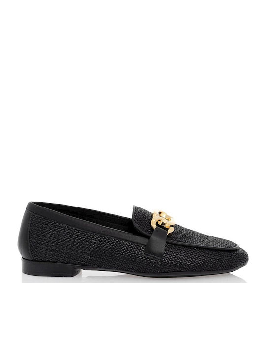 Leather Women's Loafers in Black Color