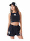 Γυναικείο Καλοκαιρινό Crop Top Βαμβακερό Αμάνικο Μαύρο