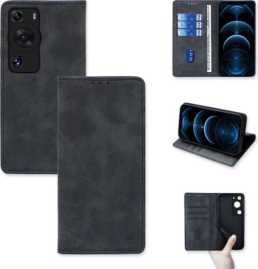 Sonique Vintage Magnet Wallet Piele artificială / Plastic / Silicon Negru (Huawei P60 Pro)