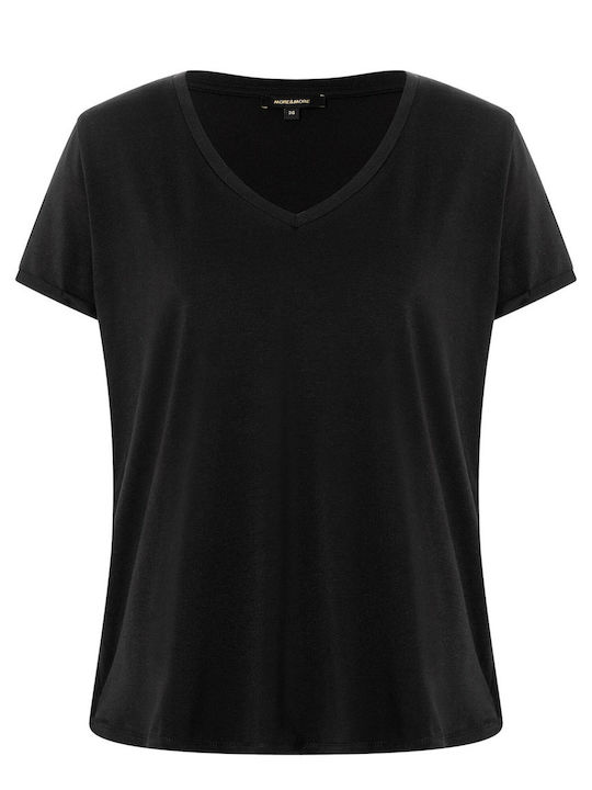 MORE & MORE Women's Athletic T-shirt with V Neck Black