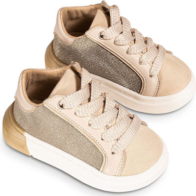 Babywalker Gold Baptism Leather Sneakers