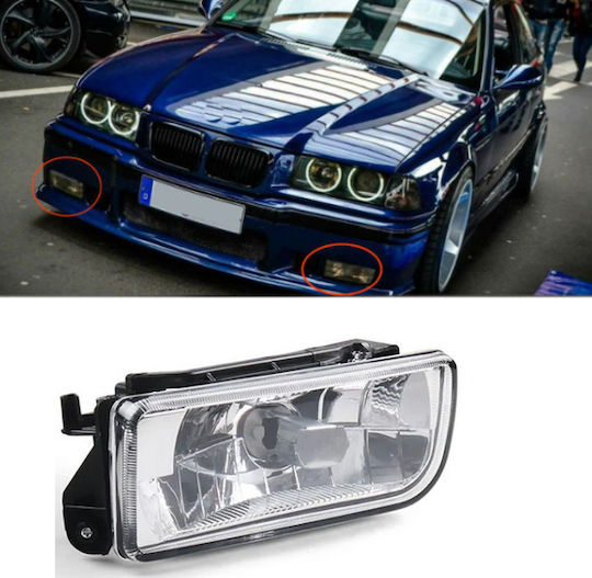 Carro Ορθογώνιος Προβολέας Αυτοκινήτου BMW Σειρά 3 / E36 με Ασημί Φωτισμό 1τμχ