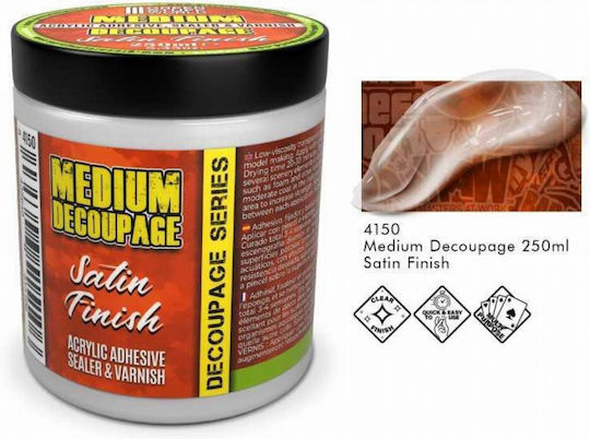 Green Stuff World - Satin Medium Decoupage (250ml) Боя за Моделизъм в Зелен цвят 250мл