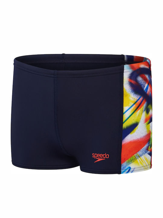 Speedo Digital Panel Aquashort Kids Swimwear Swim Shorts Black/red