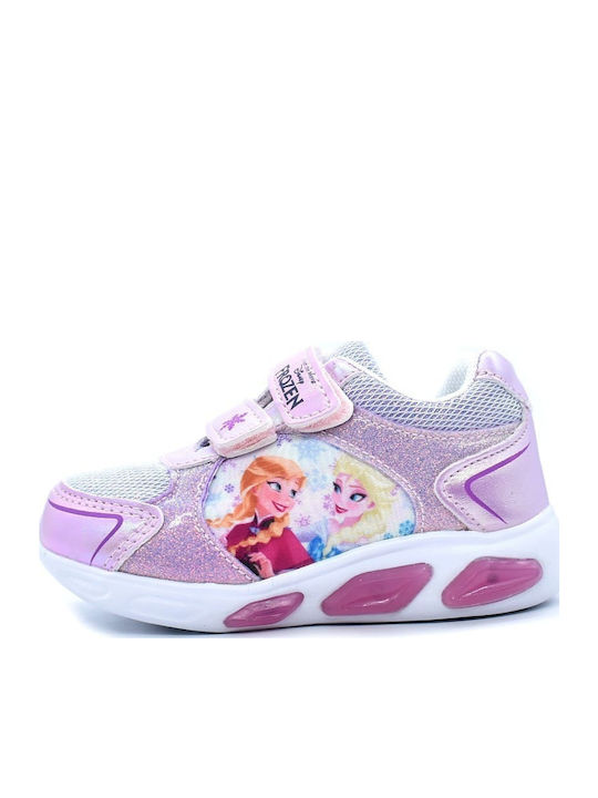 Παιδικά Sneakers Ανατομικά με Σκρατς & Φωτάκια Λιλά