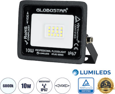 GloboStar Atlas Στεγανός Προβολέας LED 10W Ψυχρό Λευκό 6000K IP67