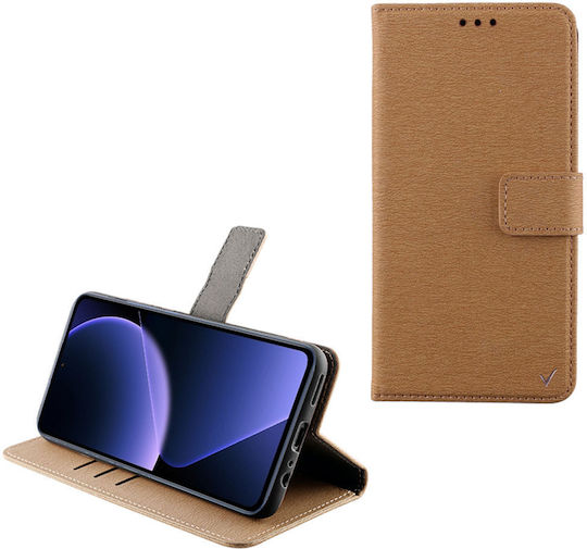 Volte-Tel Книга Изкуствена кожа / Силикон Златист (Xiaomi 13T / 13T Pro)