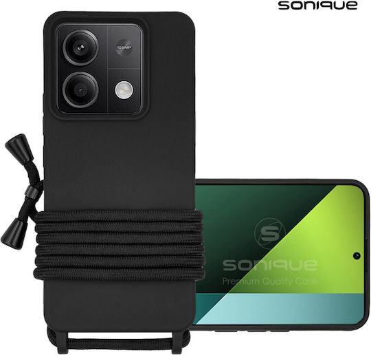 Sonique Задна корица Силикон 0.5мм с Каишка Черен (Redmi Note 13 5G)
