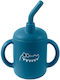 Queen Mother Toddler Cup with Handles and Straw Crocodile Silicone Blue 160ml for 6m+