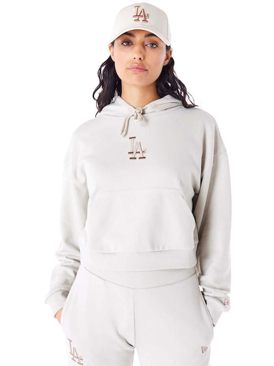 New Era Women's Cropped Hooded Sweatshirt Beige