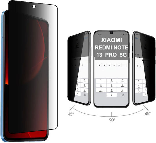 6.67" 9h 0.3mm Full Glue Privacy Full Face Tempered Glass Black (Redmi Note 13 Pro 5G / Poco X6)