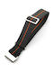 Black Orange Parachute Elastic Nato Strap 20mm Striped With Hook