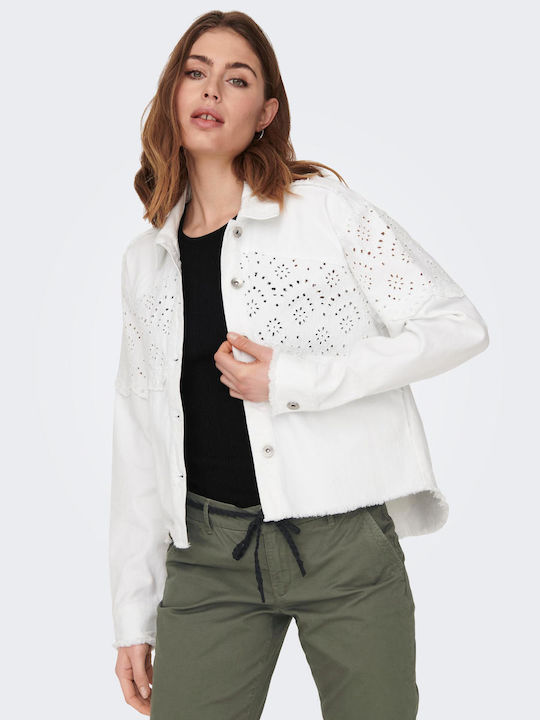 Only Women's Short Lifestyle Jacket for Winter White