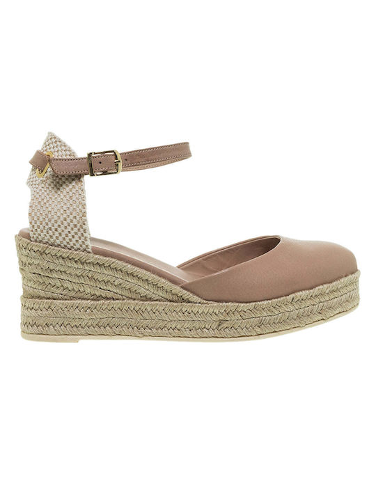 Mourtzi Women's Leather Platform Espadrilles Beige