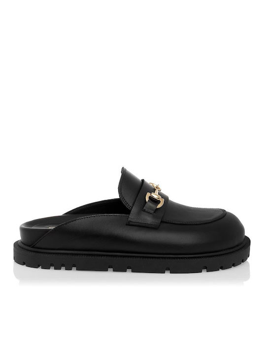 Sante Flat Piele Mules Negru