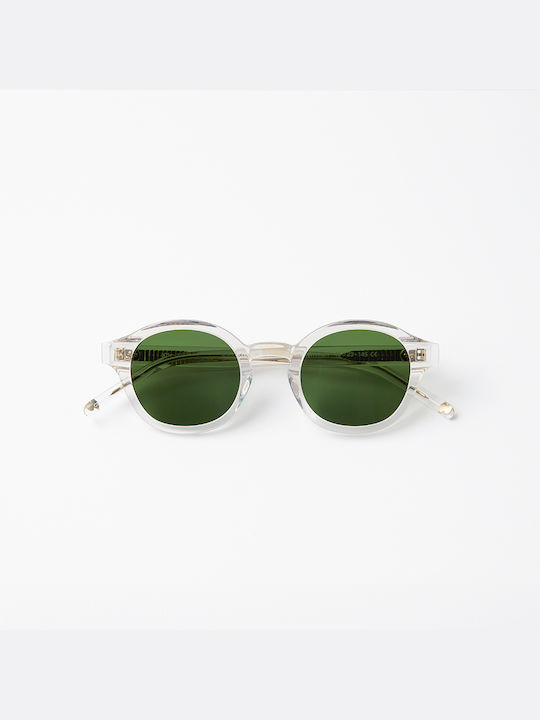 Common Sense Γυαλιά Ηλίου με Διάφανο Κοκκάλινο Σκελετό και Πράσινο Φακό CS004