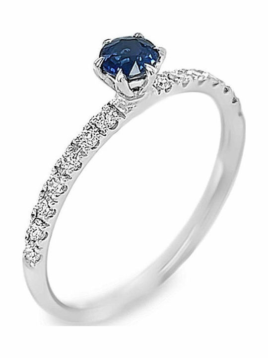 Xryseio Ring with Diamond made of White gold 18K