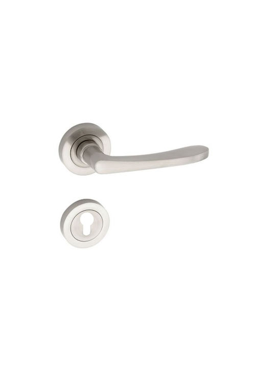 Import Hellas Lever Front Door with Rosette Right Z-001 Nickel Matt