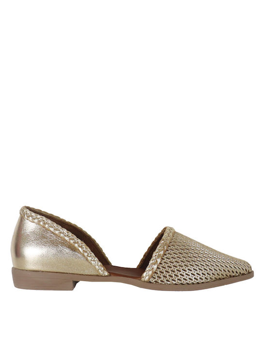 Bueno Shoes Leather Ballerinas Gold
