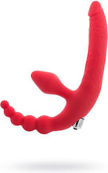 ToyFa Strapless Strap On με Τριπλό Dildo και Δόνηση σε Κόκκινο Χρώμα ToyFa Strapless Strap On με Τριπλό Dildo και Δόνηση σε Κόκκινο Χρώμα