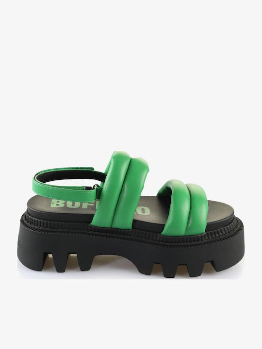 Buffalo Flora Leather Women's Flat Sandals in G...