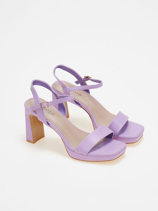 Issue Fashion Platform Women's Sandals Purple with Chunky High Heel