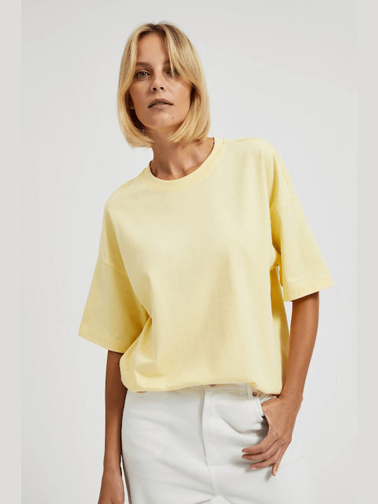 Make your image Γυναικεία Καλοκαιρινή Μπλούζα Βαμβακερή Κοντομάνικη Πουά Κίτρινη