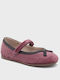 Kids Leather Ballerinas with Hoop & Loop Closure Purple